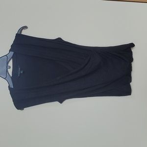 Black sleeveless faux wrap top. 41 Hawthorne. Medium